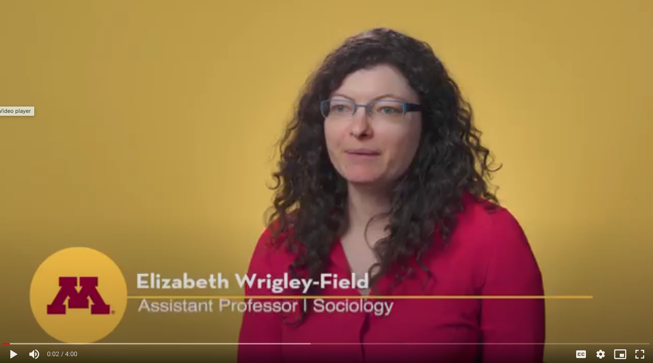Still of video showing Elizabeth Wrigley-Field