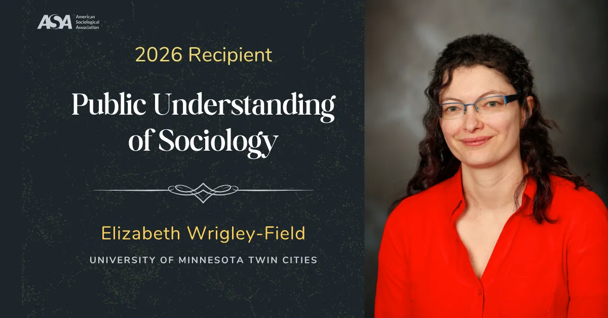 ASA Award with headshot of Elizabeth Wrigely-Field 